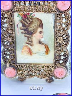 Vintage Jeweled & Filigree Perfume Bottle with Celluloid Portrait Vintage Jeweled & Filigree Perfume Bottle with Celluloid Portrait