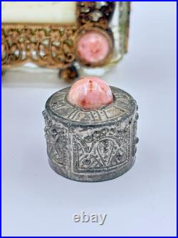 Vintage Jeweled & Filigree Perfume Bottle with Celluloid Portrait Vintage Jeweled & Filigree Perfume Bottle with Celluloid Portrait