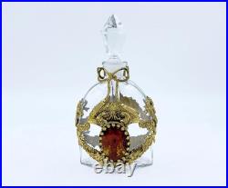 Vintage Jeweled Perfume Bottle with Gold Plated Bows, Tassels & Ribbons Vintage Jeweled Perfume Bottle with Gold Plated Bows, Tassels & Ribbons
