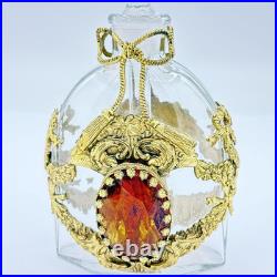 Vintage Jeweled Perfume Bottle with Gold Plated Bows, Tassels & Ribbons Vintage Jeweled Perfume Bottle with Gold Plated Bows, Tassels & Ribbons