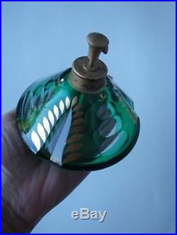 Vintage Jeweled Rhinestone Large Green Irice Perfume Bottle