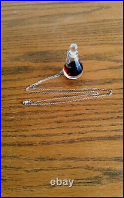 Vintage Jewelry HALSTON Perfume Bottle Pendant Sterling Necklace Elsa Peretti