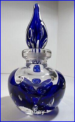 Vintage Joe Zimmerman Perfume Bottle Cobalt Blue Hand Blown Art Glass