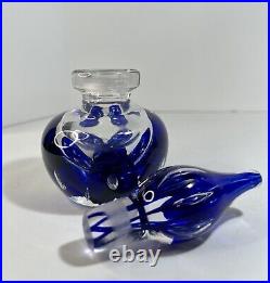 Vintage Joe Zimmerman Perfume Bottle Cobalt Blue Hand Blown Art Glass Glamour