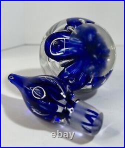 Vintage Joe Zimmerman Perfume Bottle Cobalt Blue Hand Blown Art Glass Glamour