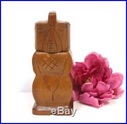 Vintage John A Oya Tiki Hawaiian War God Milo Wood Hawaii Perfume Bottle 1940s