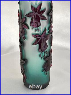 Vintage Kelsey Murphy Pilgrim Cameo ART Glass Perfume Bottle Fuchsia