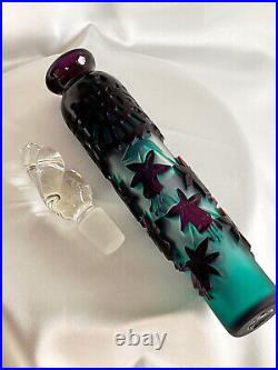 Vintage Kelsey Murphy Pilgrim Cameo ART Glass Perfume Bottle Fuchsia