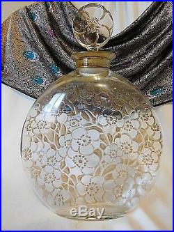 Vintage LALIQUE LE LYS for D'ORSAY Perfume Bottle, Large Size Approx 10