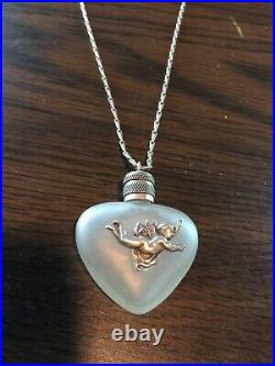 Vintage LVP France Heart Shape Cherub Perfume Bottle Pendant Necklace 34
