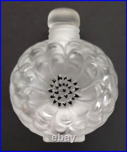 Vintage Lalique Black Dahl1a Round Perfume Bottle Signed Excellent Condition
