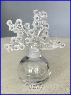 Vintage Lalique Crystal Clairefontaine Lily of the Valley Perfume Bottle
