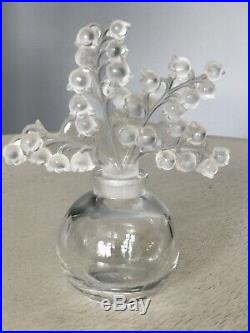 Vintage Lalique Crystal Clairefontaine Lily of the Valley Perfume Bottle