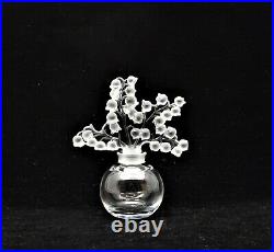 Vintage Lalique Crystal Clairefontaine Lily of the Valley Perfume Bottle signed
