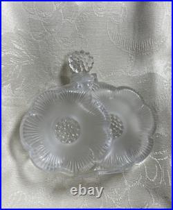 Vintage Lalique Crystal Deux Fleur's Perfume Bottle Signed With Tag