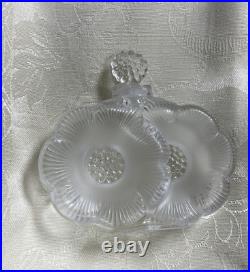 Vintage Lalique Crystal Deux Fleur's Perfume Bottle Signed With Tag