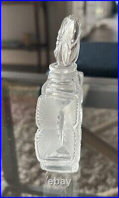 Vintage Lalique Crystal Deux Fleurs Perfume Bottle Signed