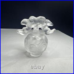 Vintage Lalique Crystal FLACON NUAGES Frosted Stopper Clear Perfume Bottle 3 5/8