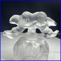 Vintage Lalique Crystal FLACON NUAGES Frosted Stopper Clear Perfume Bottle 3 5/8