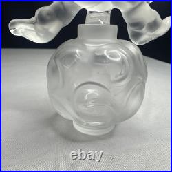 Vintage Lalique Crystal FLACON NUAGES Frosted Stopper Clear Perfume Bottle 3 5/8