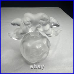 Vintage Lalique Crystal FLACON NUAGES Frosted Stopper Clear Perfume Bottle 3 5/8