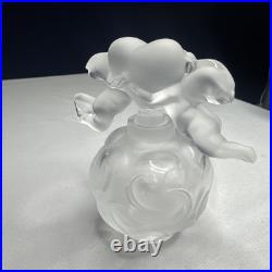 Vintage Lalique Crystal FLACON NUAGES Frosted Stopper Clear Perfume Bottle 3 5/8