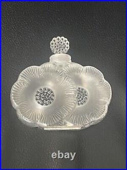 Vintage Lalique Crystal Frosted Deux Fleurs (Two Flowers) Perfume Bottle