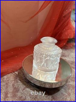 Vintage Lalique Crystal Les Enfants Frosted Perfume Bottle #609 Dancing Cherub