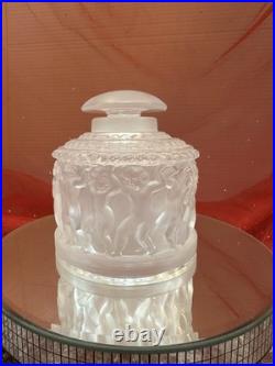 Vintage Lalique Crystal Les Enfants Frosted Perfume Bottle #609 Dancing Cherub