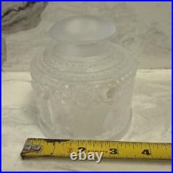 Vintage Lalique Crystal Les Enfants Frosted Perfume Bottle #609 Dancing Cherub