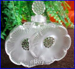 Vintage Lalique Deux Fleurs Frosted Crystal Perfume Bottle Two Flowers Anemones
