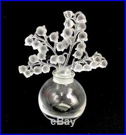 Vintage Lalique France Clairefontaine Lily of the Valley Perfume Bottle Signed