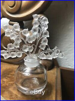 Vintage Lalique France Crystal Perfume Bottle Clairefontaine Lily Of The Valley