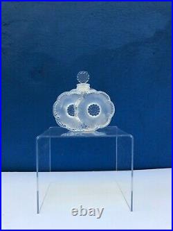 Vintage Lalique France'Deux Fleurs' Glass Scent Perfume Bottle Crystal Signed