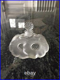 Vintage Lalique Glass Perfume Bottle Deux Fleurs Signed