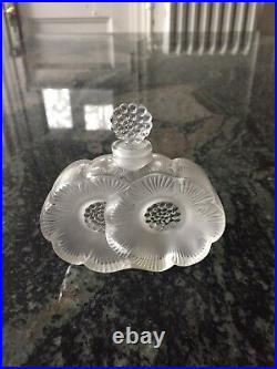 Vintage Lalique Glass Perfume Bottle Deux Fleurs Signed