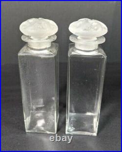 Vintage, Lalique Glass, Perfume Bottles, Set of 2, Made in France for Coty