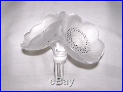 Vintage Lalique Large Crystal Perfume Bottle, Frosted Satin Finish- Two Anemones