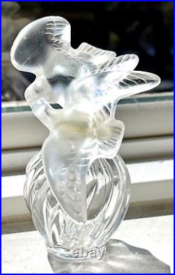 Vintage Lalique Nia Ricci Crystal Double Dove Perfume Bottle 1960s 4 Tall