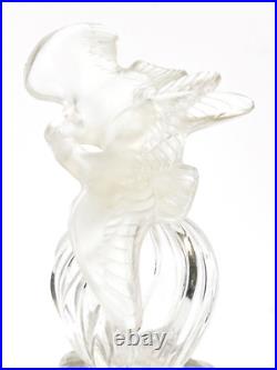 Vintage Lalique Nia Ricci Crystal Double Dove Perfume Bottle 1960s 4 Tall
