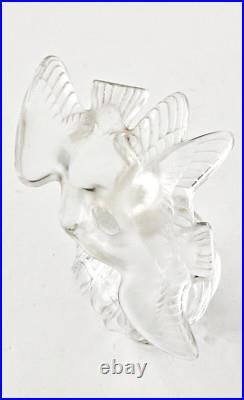 Vintage Lalique Nia Ricci Crystal Double Dove Perfume Bottle 1960s 4 Tall