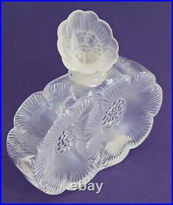 Vintage Lalique Perfume Bottle Deux Fleurs Two Flowers Frosted Bottle signed