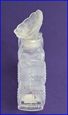 Vintage Lalique Perfume Bottle Deux Fleurs Two Flowers Frosted Bottle signed