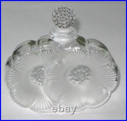 Vintage Lalique Perfume Bottle Frosted Duex Fleur Double Flower Open/Empty