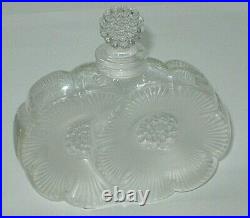 Vintage Lalique Perfume Bottle Frosted Duex Fleur Double Flower Open/Empty #2