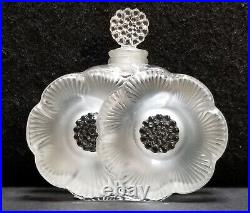 Vintage Lalique Perfume Bottle Frosted Duex Fleur Double Flower Open/empty