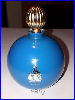 Vintage Lanvin Arpege Gilt Teal Blue Boule Perfume Bottle