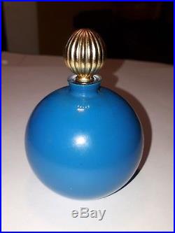 Vintage Lanvin Arpege Gilt Teal Blue Boule Perfume Bottle