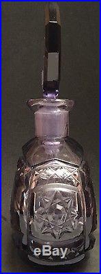 Vintage Large Amethyst Oval Crystal Czechoslovakian Perfume Bottle