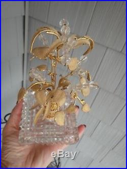 Vintage Large Beaded Clear Glass Or Crystal Irice Perfume Bottle